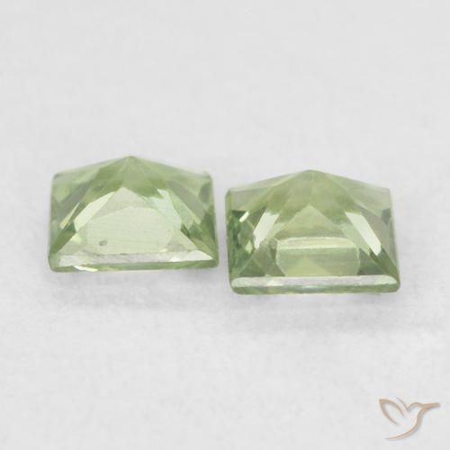 Sapphire Gemstones in 3 x 3 mm (calibrated) Size for Sale, Sapphire Stones in Very Light Sage Green Color