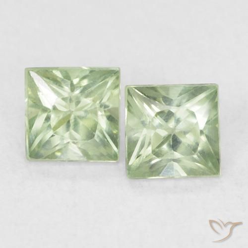 0.43ctw Natural Very Light Sage Green Sapphire, Square, VS