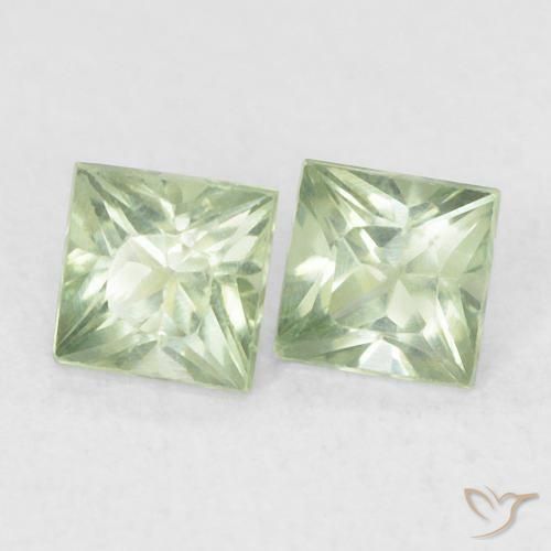 0.43 ctw Green Sapphire Stones, Natural Sapphire in Princess-Cut Shape for Sale