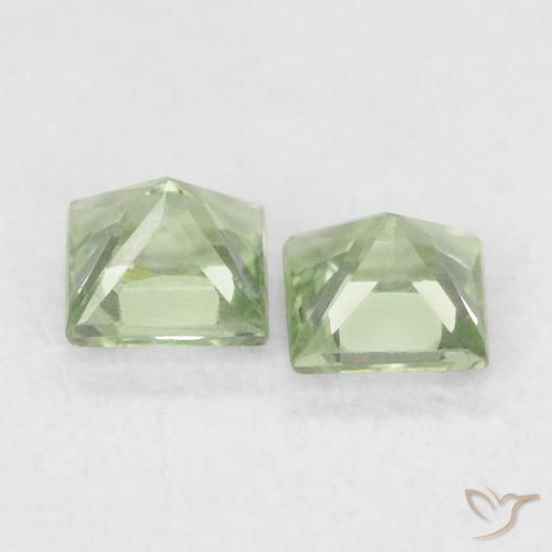 Sapphire Gemstones in 3 x 3 mm (calibrated) Size for Sale, Sapphire Stones in Very Light Sage Green Color