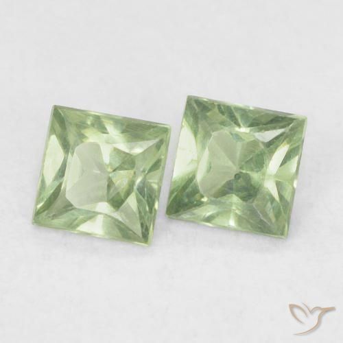 0.35 ctw Green Sapphire Stones, Natural Sapphire in Princess-Cut Shape for Sale