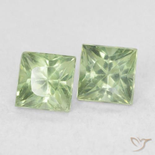 0.43 ctw Green Sapphire Stones, Natural Sapphire in Princess-Cut Shape for Sale