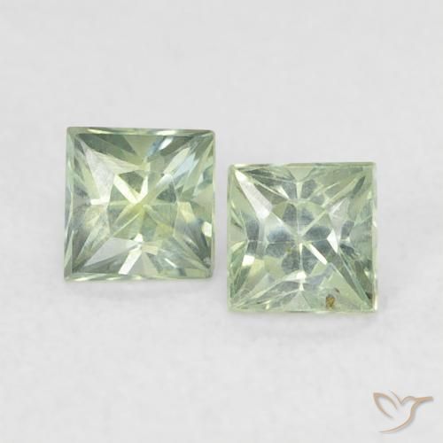 0.44ctw Natural Light Green Sapphire, Square, VS
