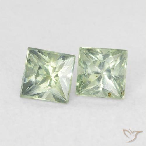 0.44 ctw Green Sapphire Stones, Natural Sapphire in Princess-Cut Shape for Sale