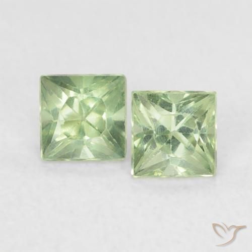0.44ctw Natural Light Sage Green Sapphire, Square, VS