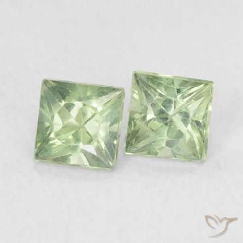 0.44 ctw Green Sapphire Stones, Natural Sapphire in Princess-Cut Shape for Sale