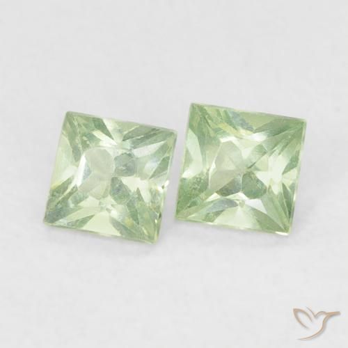 0.36 ctw Green Sapphire Stones, Natural Sapphire in Princess-Cut Shape for Sale