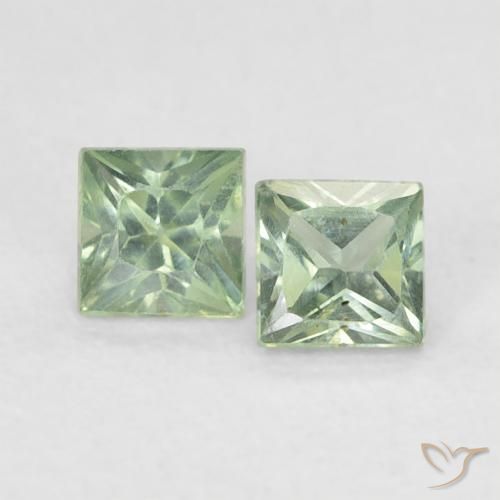 0.45ctw Natural Light Sage Green Sapphire, Square, VS