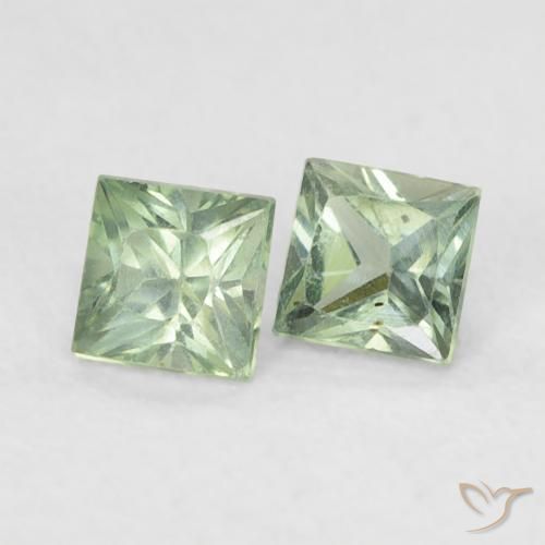 0.45 ctw Green Sapphire Stones, Natural Sapphire in Princess-Cut Shape for Sale
