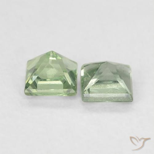 Sapphire Gemstones in 3 x 3 mm (calibrated) Size for Sale, Sapphire Stones in Light Sage Green Color