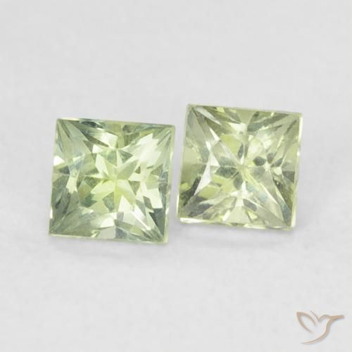 0.44 ctw Green Sapphire Stones, Natural Sapphire in Princess-Cut Shape for Sale