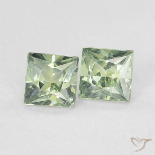 0.39 ctw Green Sapphire Stones, Natural Sapphire in Princess-Cut Shape for Sale