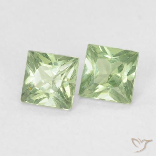 0.40 ctw Green Sapphire Stones, Natural Sapphire in Princess-Cut Shape for Sale