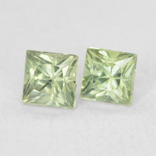 0.48 ctw Green Sapphire Stones, Natural Sapphire in Princess-Cut Shape for Sale