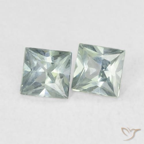 0.32 ctw Green Sapphire Stones, Natural Sapphire in Princess-Cut Shape for Sale