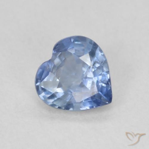 0.49 ct Blue Sapphire Stone, Natural Sapphire in Heart Facet Shape for Sale