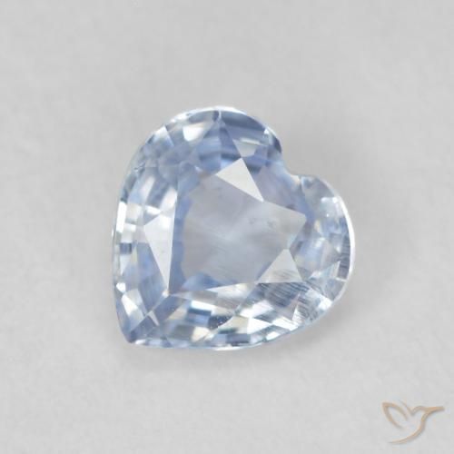 0.55ct Natural Very Light Blue Sapphire, Heart, VS