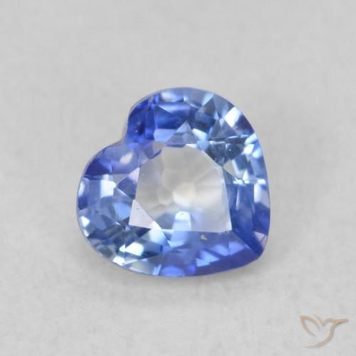 0.43 ct Blue Sapphire Stone, Natural Sapphire in Heart Facet Shape for Sale