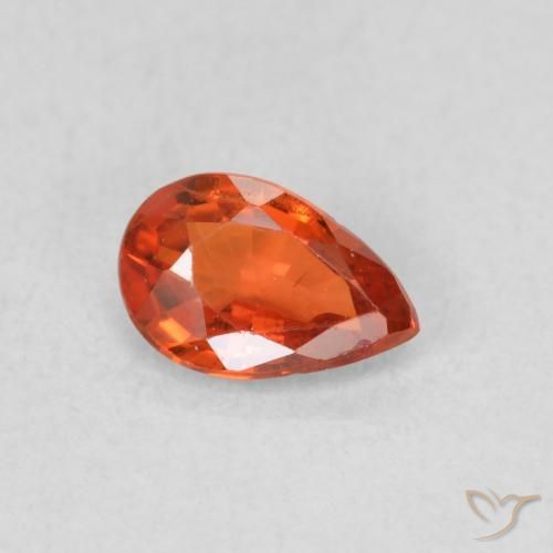 0.48 ct Orange Sapphire Stone, Natural Sapphire in Pear Facet Shape for Sale