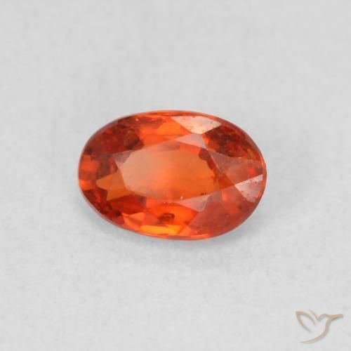 0.62 ct Orange Sapphire Stone, Natural Sapphire in Oval Facet Shape for Sale