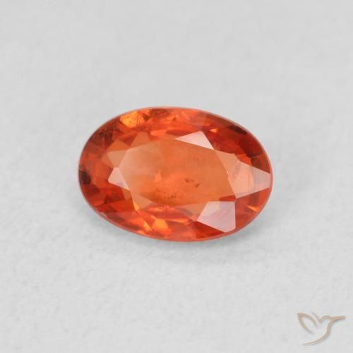 0.58 ct Orange Sapphire Stone, Natural Sapphire in Oval Facet Shape for Sale