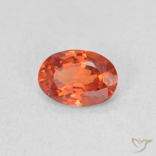 0.51 ct Orange Sapphire Stone, Natural Sapphire in Oval Facet Shape for Sale