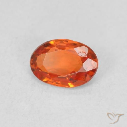 0.57 ct Orange Sapphire Stone, Natural Sapphire in Oval Facet Shape for Sale