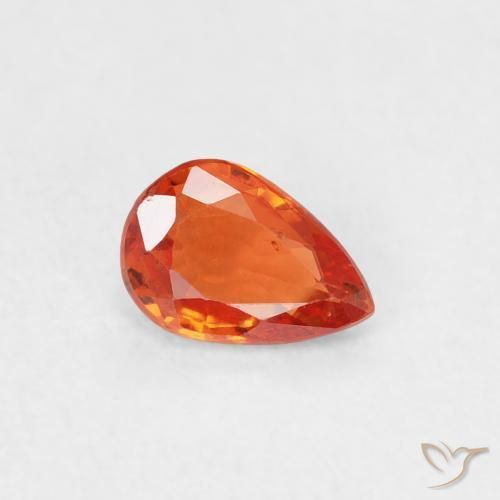 0.50 ct Orange Sapphire Stone, Natural Sapphire in Pear Facet Shape for Sale