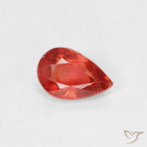 0.55 ct Red Sapphire Stone, Natural Sapphire in Pear Facet Shape for Sale