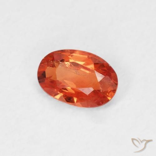 0.56 ct Orange Sapphire Stone, Natural Sapphire in Oval Facet Shape for Sale