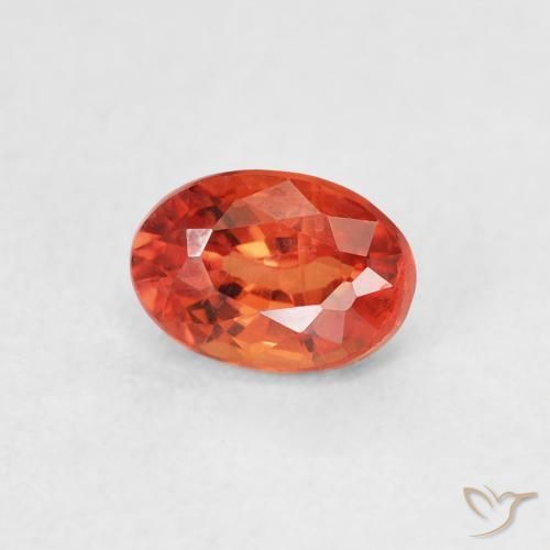 0.78 ct Orange Sapphire Stone, Natural Sapphire in Oval Facet Shape for Sale