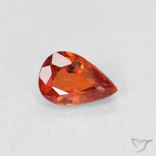 0.52 ct Orange Sapphire Stone, Natural Sapphire in Pear Facet Shape for Sale