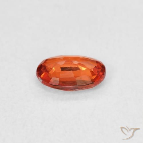 Sapphire Gemstone in 5.5 x 3.9 mm Size for Sale, Sapphire Stone in Reddish Orange Color