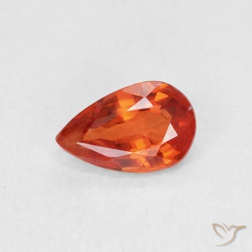 0.55ct Natural Reddish Orange Sapphire, Pear Shape, VS