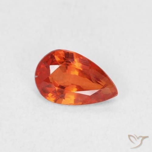 0.55 ct Orange Sapphire Stone, Natural Sapphire in Pear Facet Shape for Sale