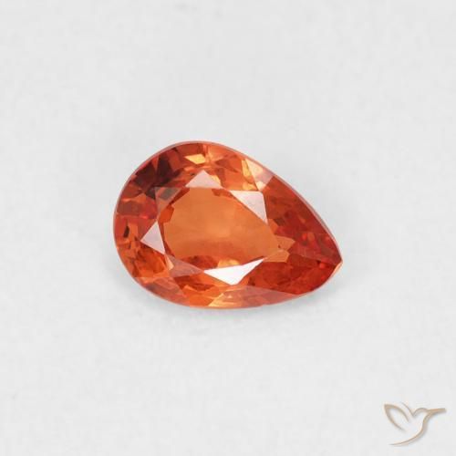 0.44 ct Orange Sapphire Stone, Natural Sapphire in Pear Facet Shape for Sale