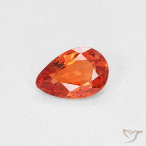 0.42ct Natural Warm Orange Sapphire, Pear Shape, VVS-VS