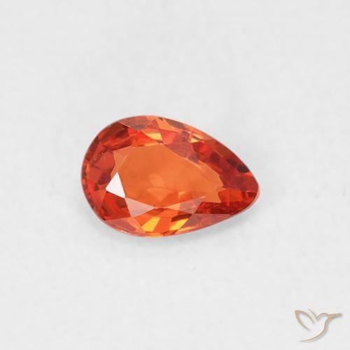 0.42 ct Orange Sapphire Stone, Natural Sapphire in Pear Facet Shape for Sale
