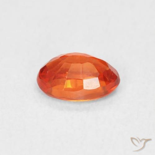 Sapphire Gemstone in 6.1 x 4.2 mm Size for Sale, Sapphire Stone in Amber Orange Color