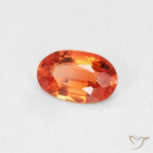 0.54 ct Orange Sapphire Stone, Natural Sapphire in Oval Facet Shape for Sale
