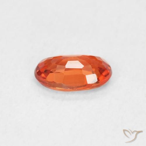 Sapphire Gemstone in 6 x 3.9 mm Size for Sale, Sapphire Stone in Reddish Orange Color