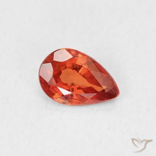 0.42 ct Orange Sapphire Stone, Natural Sapphire in Pear Facet Shape for Sale