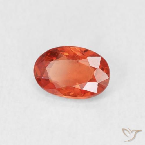 0.53 ct Orange Sapphire Stone, Natural Sapphire in Oval Facet Shape for Sale