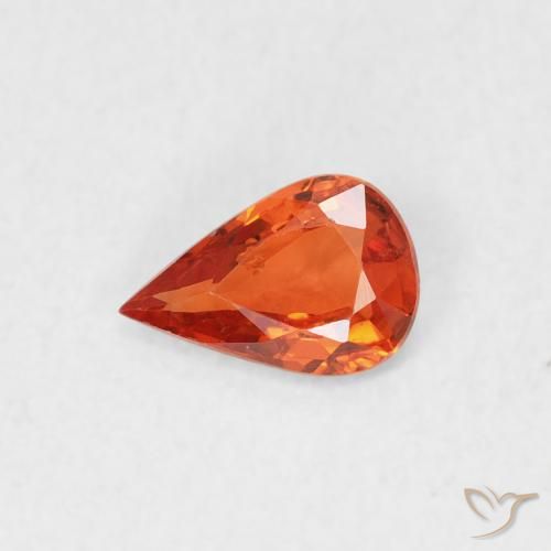 0.43ct Natural Amber Orange Sapphire, Pear Shape, VS