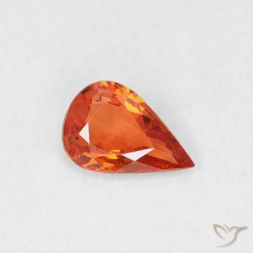 0.43 ct Orange Sapphire Stone, Natural Sapphire in Pear Facet Shape for Sale