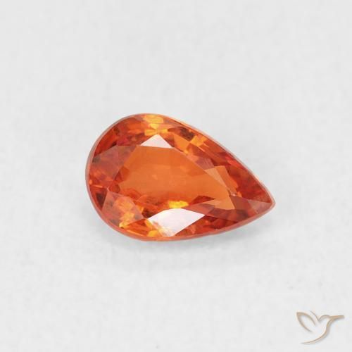 0.59 ct Orange Sapphire Stone, Natural Sapphire in Pear Facet Shape for Sale