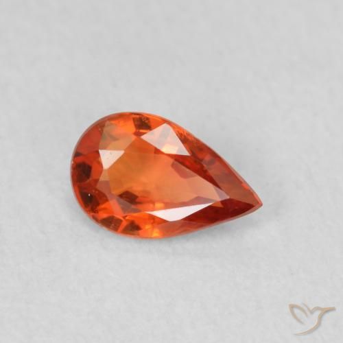 0.44ct Natural Deep Orange Sapphire, Pear Shape, VS