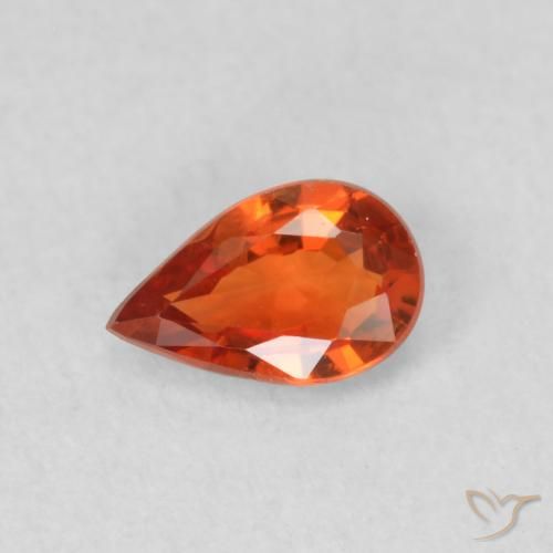 0.44 ct Orange Sapphire Stone, Natural Sapphire in Pear Facet Shape for Sale