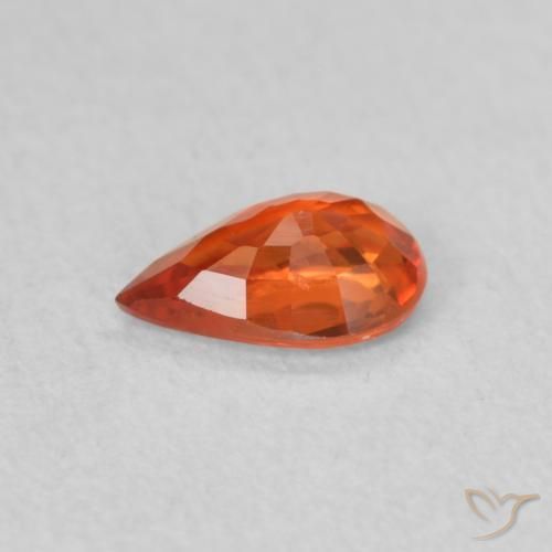 Sapphire Gemstone in 6 x 3.8 mm Size for Sale, Sapphire Stone in Deep Orange Color