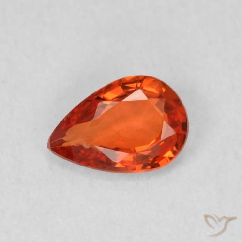 0.49ct Natural Reddish Orange Sapphire, Pear Shape, VS
